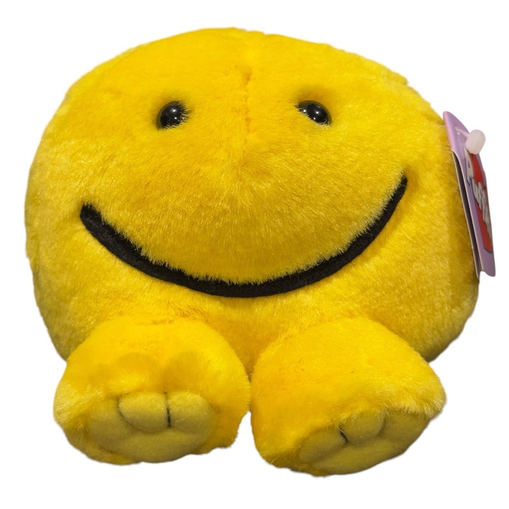 Swibco Puffkins Happy Face Bean Bag Plush Yellow Collectible with Tags